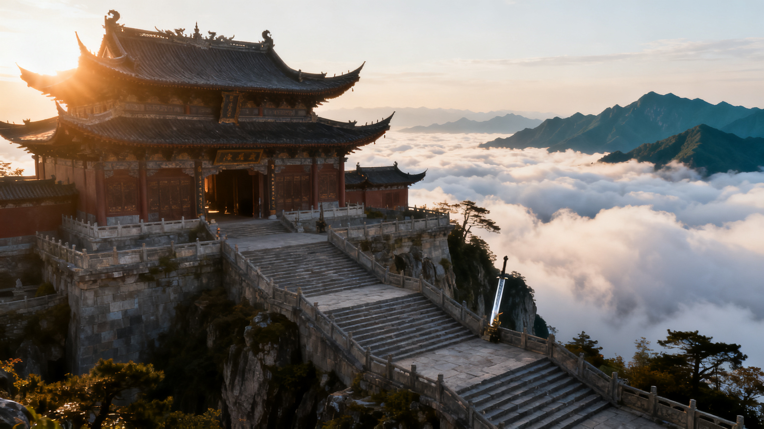 天龙八部私服发布网·少林门派PK打法:连招、对位与走位细节配图:云海之上的门派山门大殿